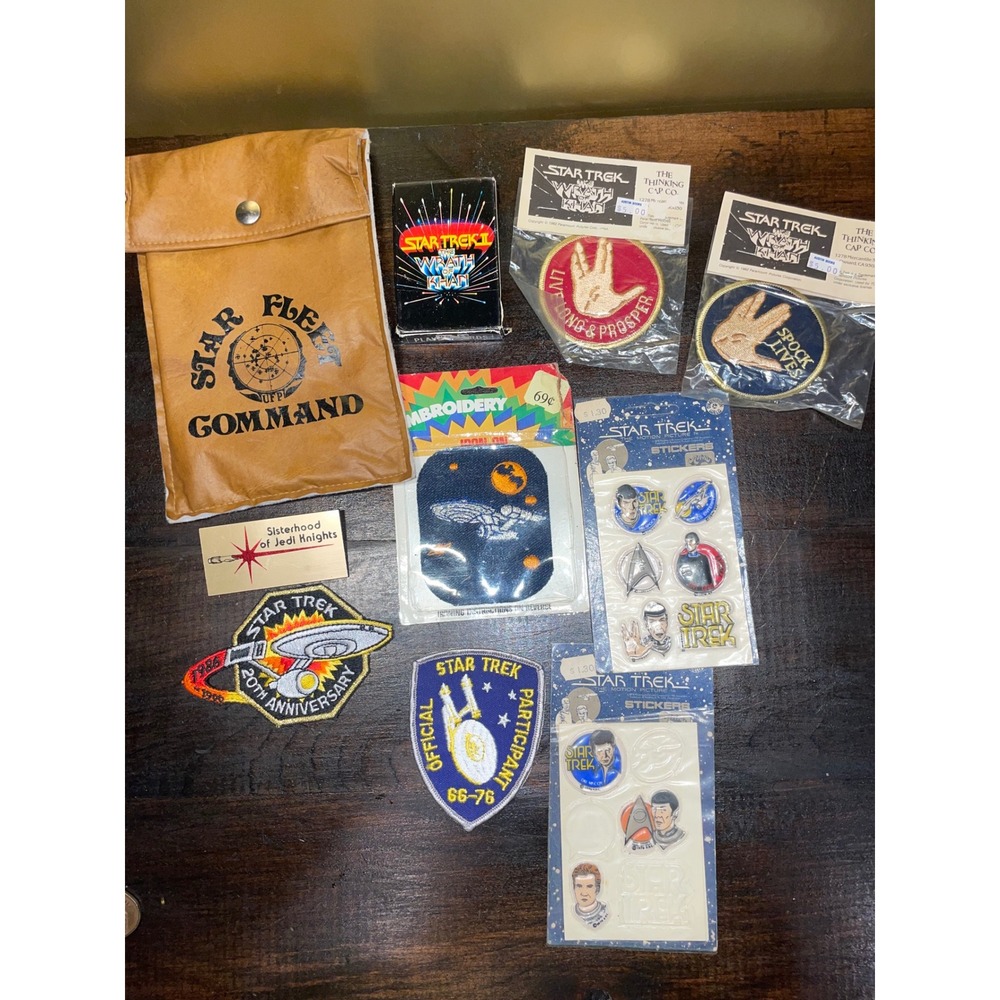 Vintage Star Trek Patches & Stickers Cards Lot Wrath of Khan Starfleet‎ Command